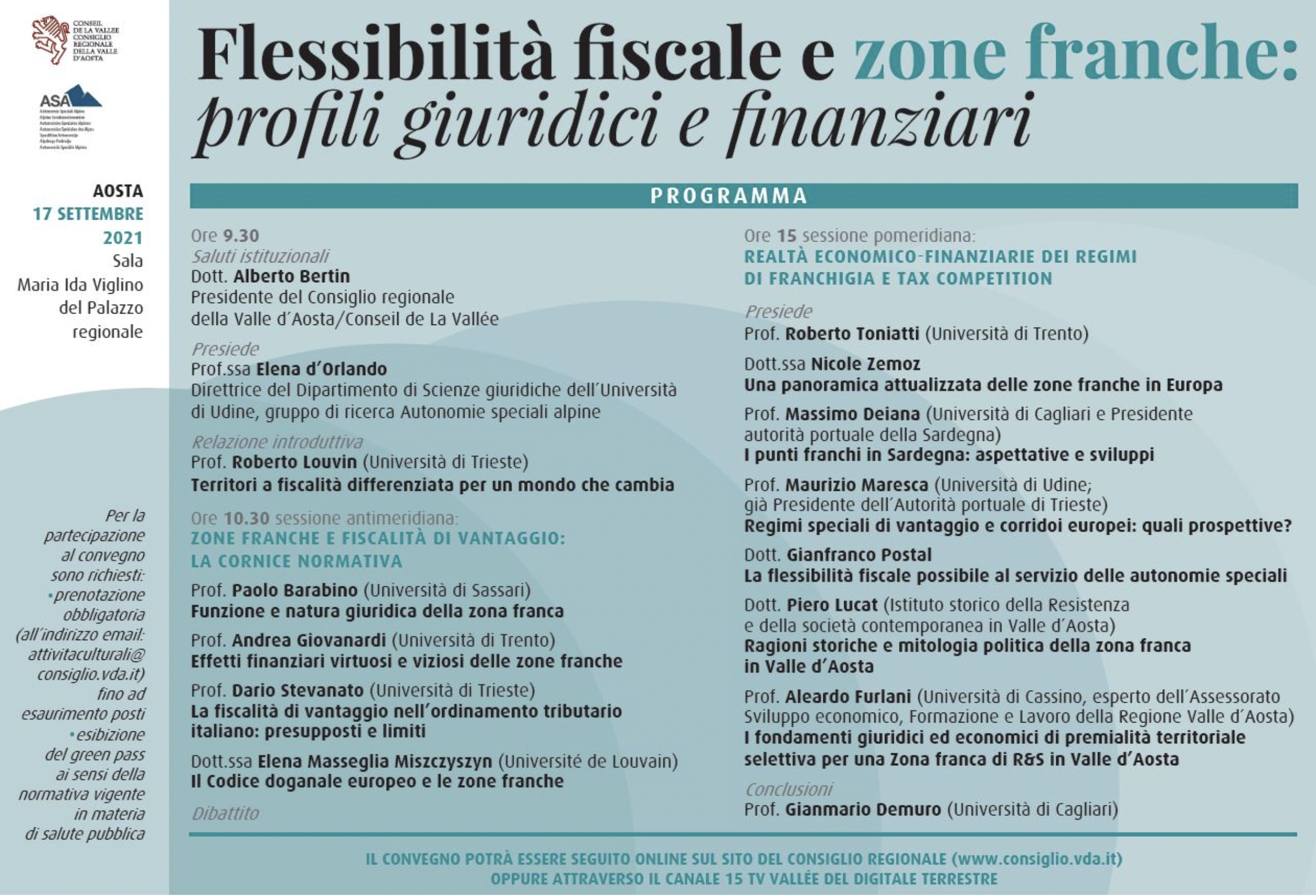 Convegno “Flessibilità fiscale e zone franche: profili giuridici e finanziari”